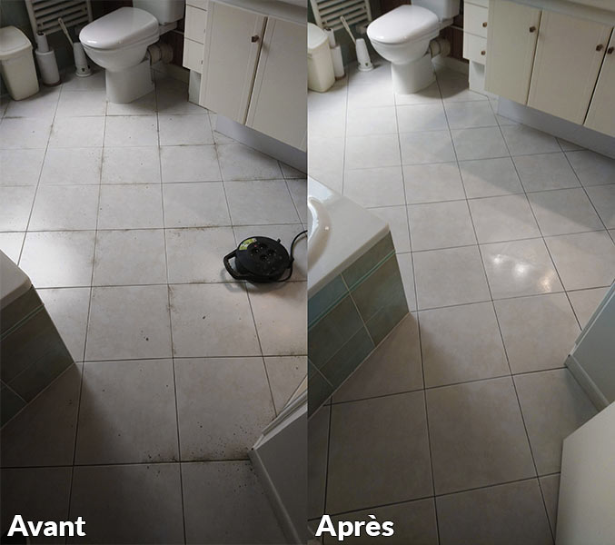 Photo avant/après d'un nettoyage de salle de bain et de sanitaires